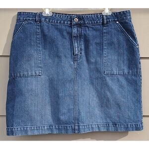 Vtg. Tommy Hilfiger Woman Y2K Denim Skirt Flap Pockets Blue Size 16 Plus Cotton